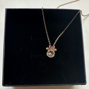 Elegant Gold Disney Minnie Mouse Necklace with Crystal Pendant